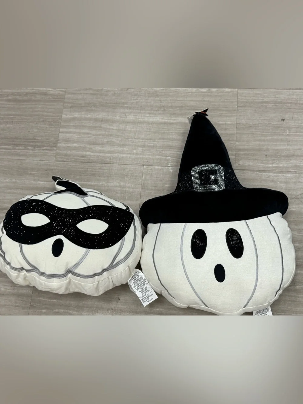 2 Halloween Pumpkin Face Decorative Throw Pillows - Black & White